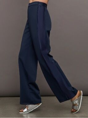(NWOT) Carbon38 / BANDIER Blazer Navy Wide-Leg Track Pants with Tonal Stripe (s)